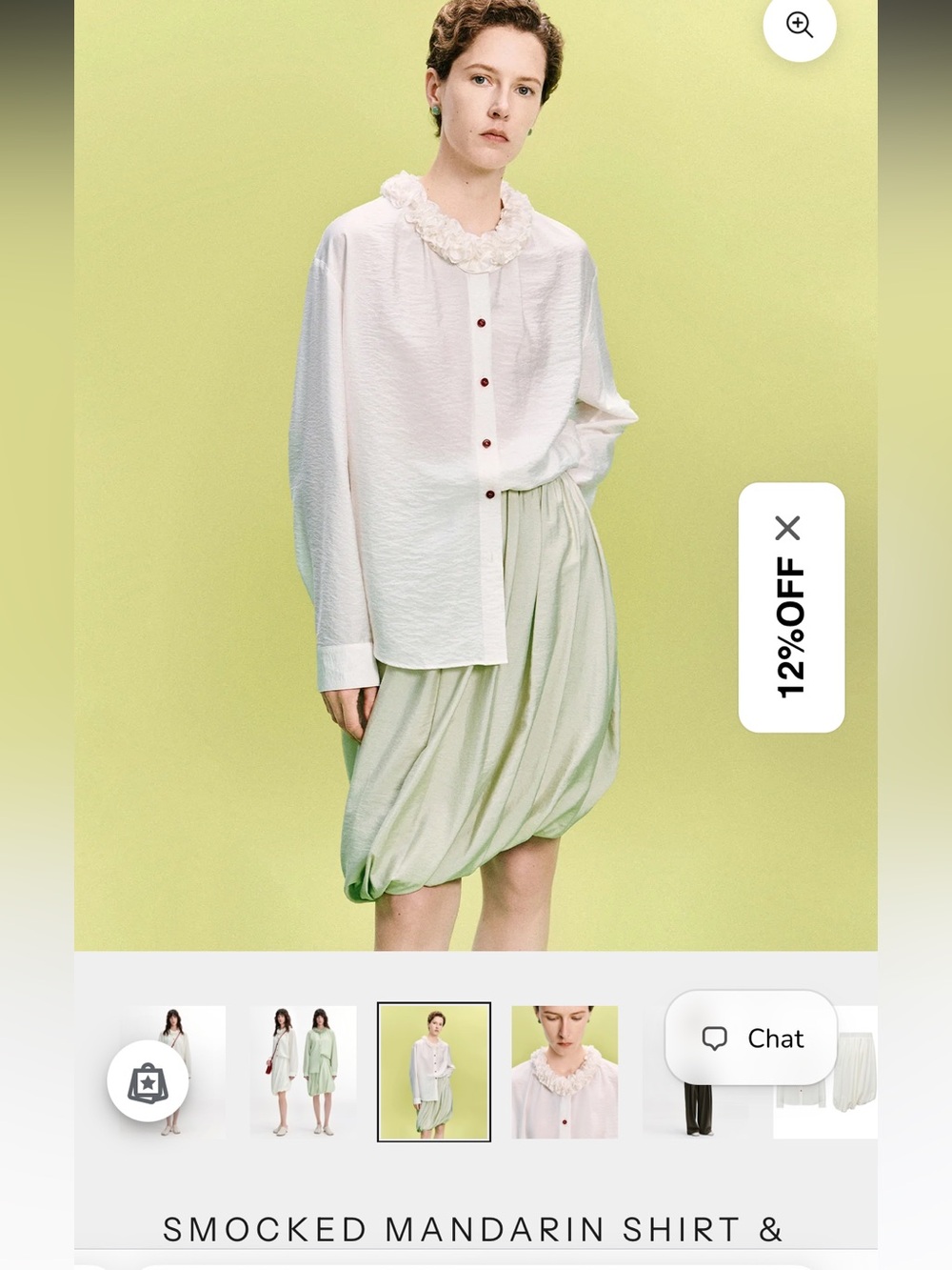 White Ruffle-Collar Button-Up Shirt - Picture 7 of 11